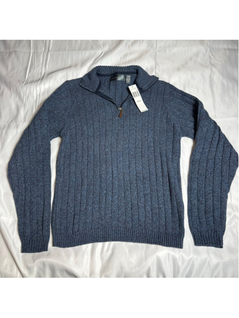Men's Oscar de la Renta Zip Up Sweater, Medium, Blue